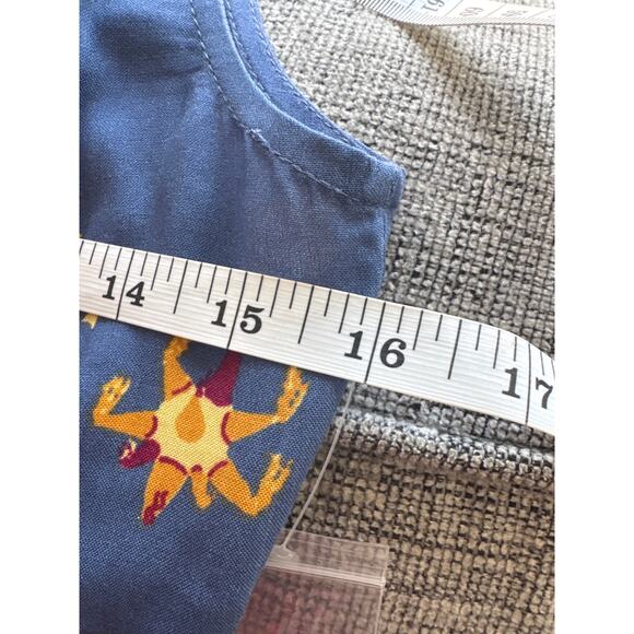 Modcloth Pinata Llama Sleeveless V-Neck Button Front Tunic Top Blue XXS NWT - Picture 7 of 9